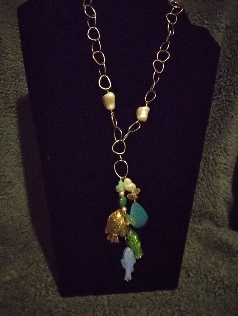 Beachy Themed Goldtone Statement Necklace
